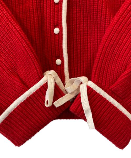 Dot&Stripes CHILD WOMAN（ドットアンドストライプス チャイルドウーマン）Dot&Stripes CHILD WOMAN (ドットアンドストライプス チャイルドウーマン) 袖りぼんカーディガン 11-01-KN-004-22-2 レッド サイズ:FREEの古着・服飾アイテム