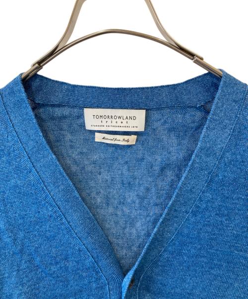 TOMORROW LAND tricot（トゥモローランド トリコ）TOMORROW LAND tricot (トゥモローランド トリコ) ティントリネン Vネックカーディガン ブルー サイズ:Mの古着・服飾アイテム