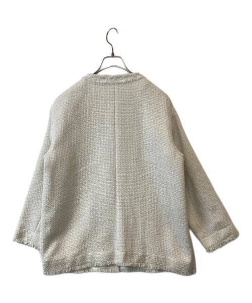 SHIPS any（シップスエニィ）SHIPS any (シップスエニィ) ツイード ノーカラー オーバー ジャケット 727-01-0008 ホワイト サイズ:FREEの古着・服飾アイテム