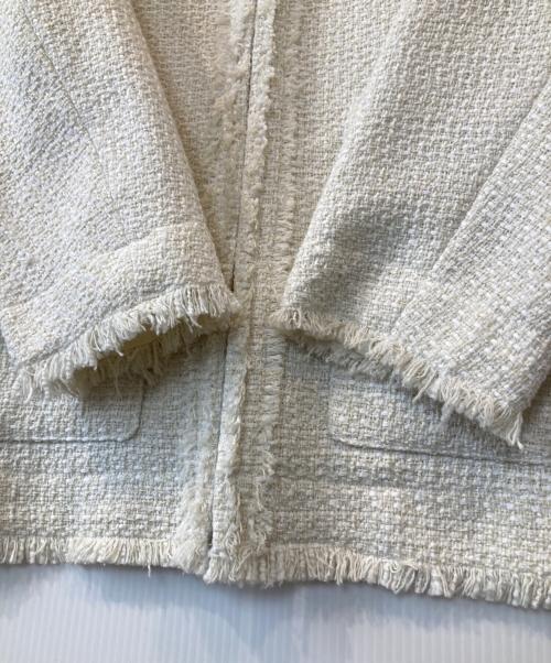 SHIPS any（シップスエニィ）SHIPS any (シップスエニィ) ツイード ノーカラー オーバー ジャケット 727-01-0008 ホワイト サイズ:FREEの古着・服飾アイテム