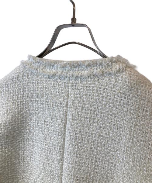 SHIPS any（シップスエニィ）SHIPS any (シップスエニィ) ツイード ノーカラー オーバー ジャケット 727-01-0008 ホワイト サイズ:FREEの古着・服飾アイテム