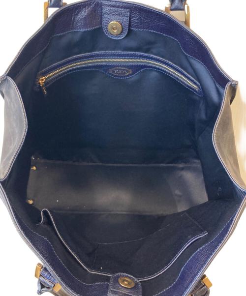 TOD'S（トッズ）TOD'S (トッズ) レザートートバッグ ネイビーの古着・服飾アイテム