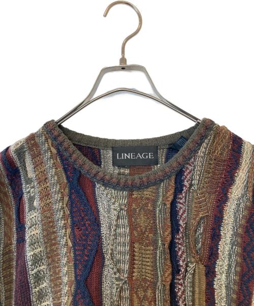 LINEAGE（リネージ）LINEAGE (リネージ) 古着3Dニット ブラウン サイズ:Mの古着・服飾アイテム