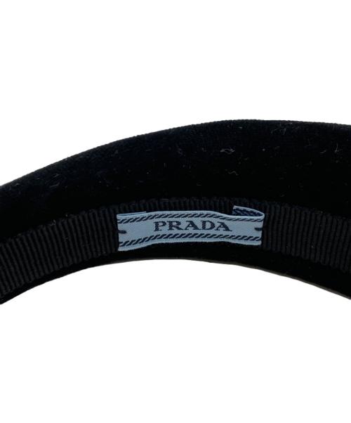 PRADA（プラダ）PRADA (プラダ) ベルベット ヘッドバンド 1IH019 068 ブラックの古着・服飾アイテム