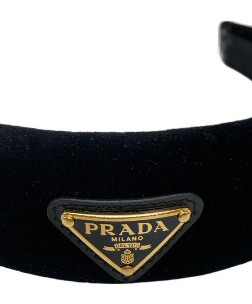 PRADA（プラダ）PRADA (プラダ) ベルベット ヘッドバンド 1IH019 068 ブラックの古着・服飾アイテム