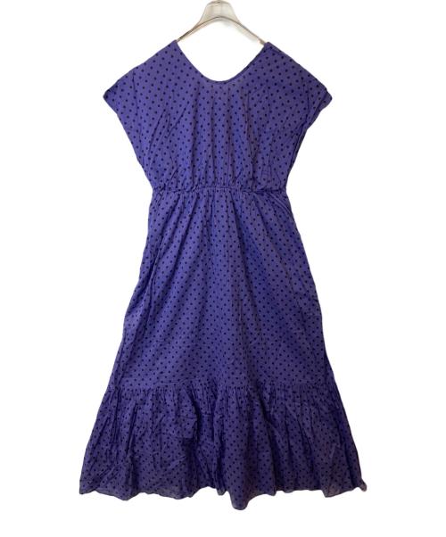 ne quittez pas（ヌキテパ）ne quittez pas (ヌキテパ) ドットフレンチスリーブドレス　010511GK1 パープル サイズ:Mの古着・服飾アイテム