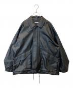 WYM LIDNMウィム バイ リドム）の古着「ARTIFICIAL GRAIN MILITARY　フェイクレザージャケット　WYjk715 BLOUSON」｜ブラック