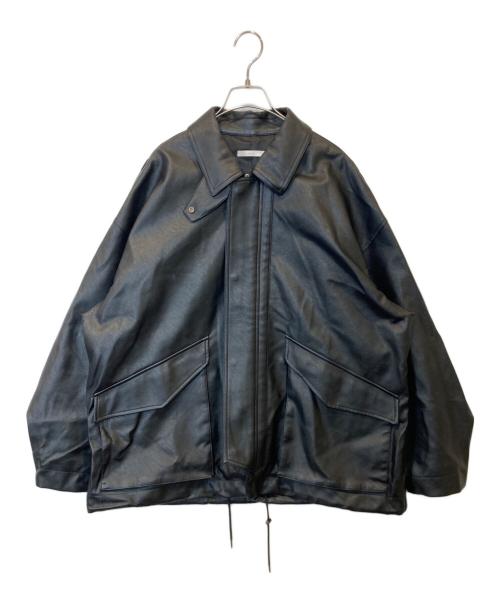 WYM LIDNM（ウィム バイ リドム）WYM LIDNM (ウィム バイ リドム) ARTIFICIAL GRAIN MILITARY　フェイクレザージャケット　WYjk715 BLOUSON ブラック サイズ:Sの古着・服飾アイテム