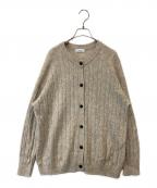 SHIPS anyシップスエニィ）の古着「ヤク ケーブル クルーネック ニット カーディガン」｜ベージュ