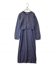 HER LIP TO（ハーリップトゥ）の古着「Diamond Pattern Knit Dress Set 1251205027 ワンピース」｜パープル