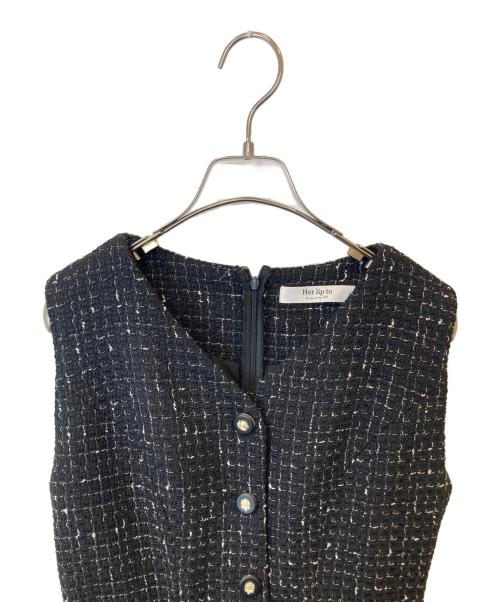 HER LIP TO（ハーリップトゥ）Her lip to (ハーリップトゥ) Siena Pleated Docking Dress　ノースリーブワンピース　1243305071 ブラック サイズ:Mの古着・服飾アイテム