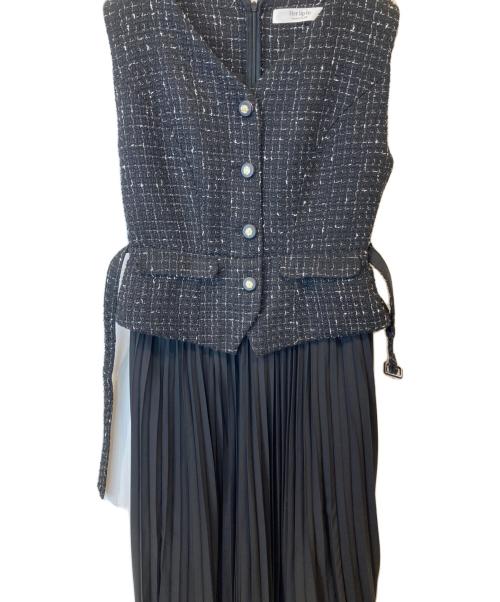 HER LIP TO（ハーリップトゥ）Her lip to (ハーリップトゥ) Siena Pleated Docking Dress　ノースリーブワンピース　1243305071 ブラック サイズ:Mの古着・服飾アイテム