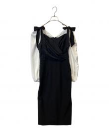 HER LIP TO（ハーリップトゥ）の古着「Faubourg Shoulder Ribbon Dress ワンピース 1244305174」｜ブラック