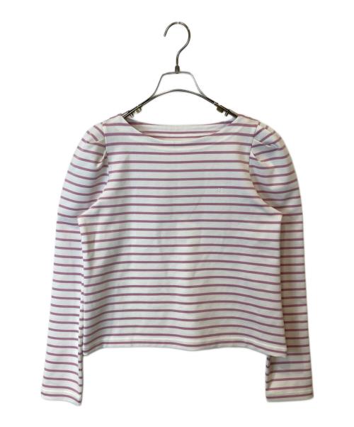 HER LIP TO（ハーリップトゥ）Her lip to (ハーリップトゥ) Tuck Sleeve French Stripe Top　ロングスリーブカットソー　Tシャツ　1251102044 ホワイト×ピンク サイズ:FREEの古着・服飾アイテム