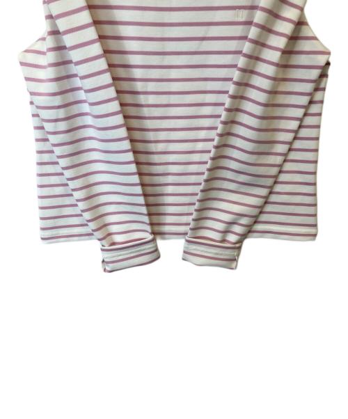 HER LIP TO（ハーリップトゥ）Her lip to (ハーリップトゥ) Tuck Sleeve French Stripe Top　ロングスリーブカットソー　Tシャツ　1251102044 ホワイト×ピンク サイズ:FREEの古着・服飾アイテム