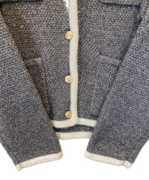 JUSGLITTY（ジャスグリッティー）JUSGLITTY (ジャスグリッティー) ラメツイードニットジャケット　44154070 ライトグレー サイズ:2 未使用品の古着・服飾アイテム