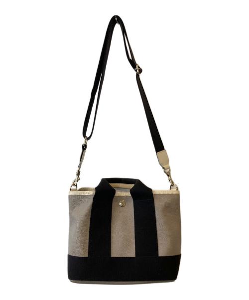 Breath TOPKAPI（ブレストプカピ）Breath TOPKAPI (ブレストプカピ) スコッチグレイン ネオレザー ミニ トート バッグ ライトグレー×ブラックの古着・服飾アイテム