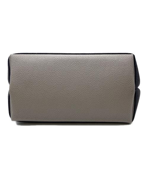 Breath TOPKAPI（ブレストプカピ）Breath TOPKAPI (ブレストプカピ) スコッチグレイン ネオレザー ミニ トート バッグ ライトグレー×ブラックの古着・服飾アイテム