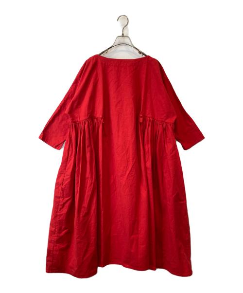 Veritecoeur（ヴェリテクール）Veritecoeur (ヴェリテクール) コットンサイドギャザーワンピース LN-04 レッド サイズ:FREEの古着・服飾アイテム