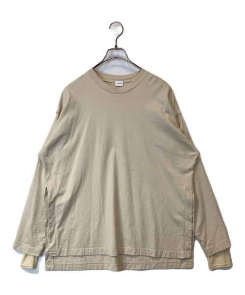 MANOF（マノフ）MANOF (マノフ) TULLE DOCKING L/S T-SHIRT 85105-1042 カットソー ベージュ サイズ:FREEの古着・服飾アイテム