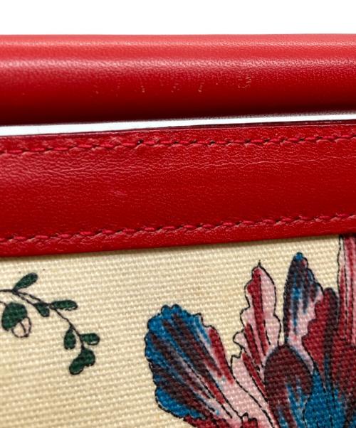 GUCCI（グッチ）GUCCI (グッチ) GGフローラ キャンバス×レザー ショルダーバッグ　004.112 002C ベージュ×レッドの古着・服飾アイテム