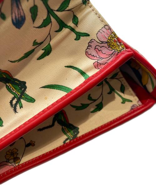 GUCCI（グッチ）GUCCI (グッチ) GGフローラ キャンバス×レザー ショルダーバッグ　004.112 002C ベージュ×レッドの古着・服飾アイテム