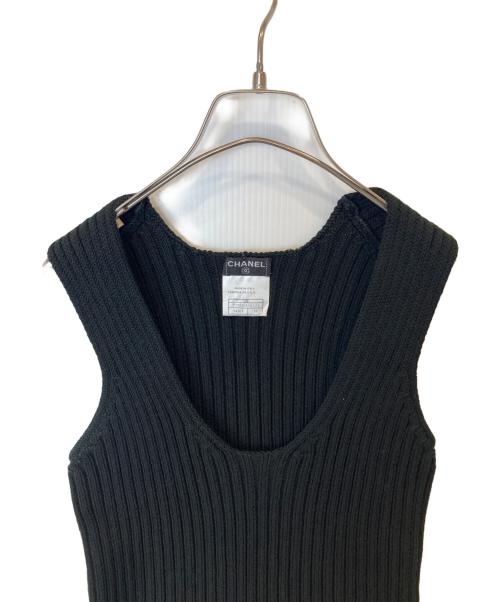 CHANEL（シャネル）CHANEL (シャネル) ヘビーウェイトリブニットトップス　P19536V01121 ブラック サイズ:38の古着・服飾アイテム