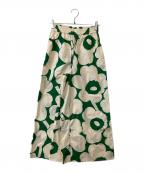 marimekkoマリメッコ）の古着「Unikko / SH Kohti cotton poplin trousers　092632/523052」｜グリーン×ベージュ