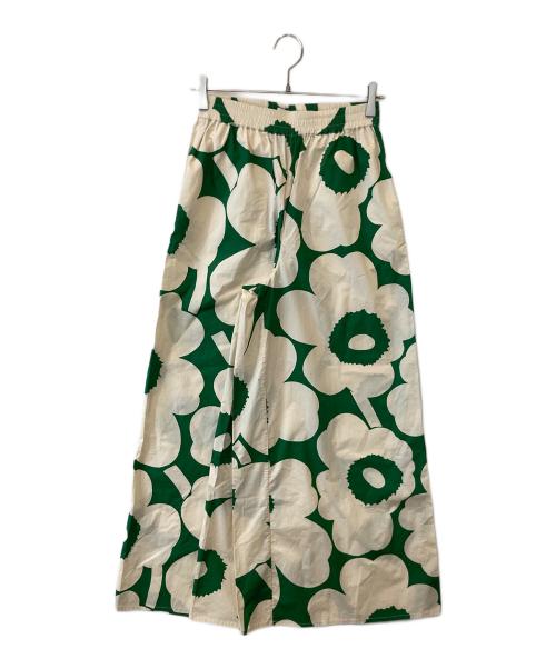 marimekko（マリメッコ）marimekko (マリメッコ) Unikko / SH Kohti cotton poplin trousers　092632/523052 グリーン×ベージュ サイズ:XSの古着・服飾アイテム