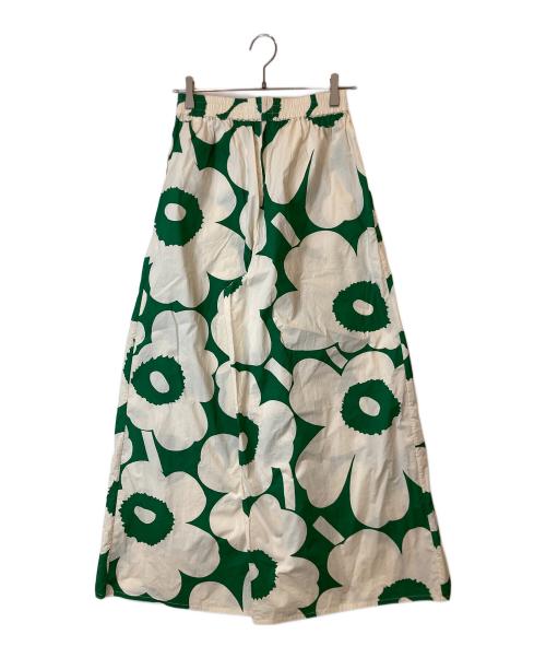 marimekko（マリメッコ）marimekko (マリメッコ) Unikko / SH Kohti cotton poplin trousers　092632/523052 グリーン×ベージュ サイズ:XSの古着・服飾アイテム