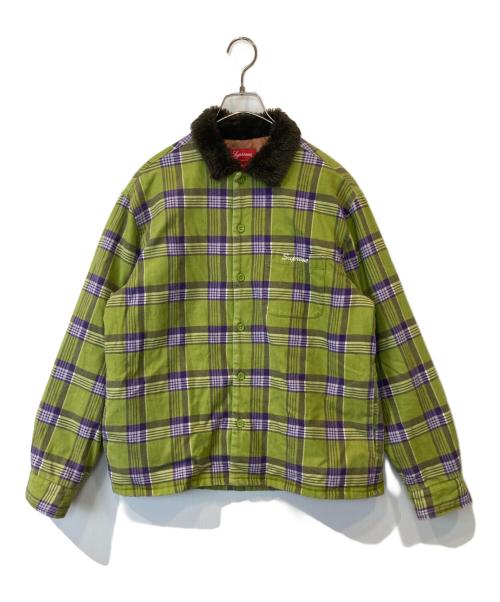 SUPREME（シュプリーム）SUPREME (シュプリーム) Faux Fur Collar Flannel Shirt グリーン サイズ:Sの古着・服飾アイテム