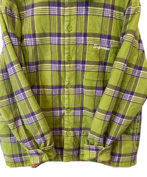 SUPREME（シュプリーム）SUPREME (シュプリーム) Faux Fur Collar Flannel Shirt グリーン サイズ:Sの古着・服飾アイテム