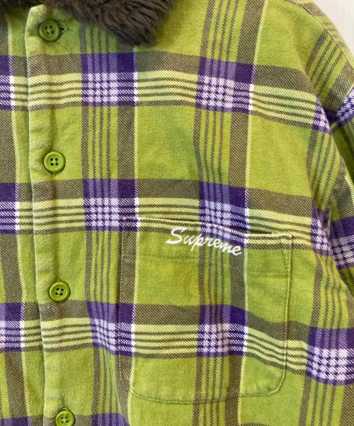 SUPREME（シュプリーム）SUPREME (シュプリーム) Faux Fur Collar Flannel Shirt グリーン サイズ:Sの古着・服飾アイテム