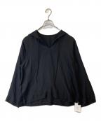 BEAUTY&YOUTHビューティーアンドユース）の古着「スキッパー フレンチスリーブ ブラウス　1621-242-1773-0900」｜ブラック