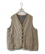 nest Robeネストローブ）の古着「ブラックリネンリバーシブルベスト　01241-1025」｜ベージュ