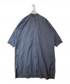 YUNIユニ）の古着「コットンキャッチワッシャーバンドカラーワンピース　17-01-OP-010-24-1」｜グレー