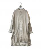 LE GLAZIKル グラジック）の古着「ラミー バンドカラー チュニックシャツ」｜ベージュ