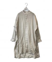 LE GLAZIK（ル グラジック）の古着「ラミー バンドカラー チュニックシャツ」｜ベージュ