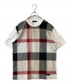 BLACK LABEL CRESTBRIDGEブラックレーベル クレストブリッジ）の古着「パネルチェックサッカーTシャツ 51P29-339-02」｜ホワイト