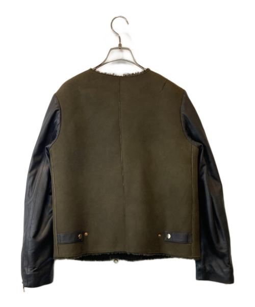 Cinquanta（チンクワンタ）Cinquanta (チンクワンタ) ムートンジャケット 5312 カーキ×ネイビー サイズ:38の古着・服飾アイテム