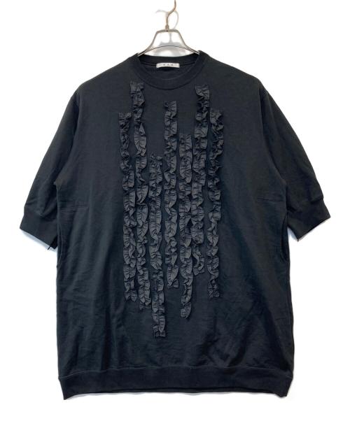 H.A.K（ハク）H.A.K (ハク) ハイゲージミニ裏毛＋ナイロンタフタ フリルチュニックプルオーバー 1010-190-2308 レッド サイズ:M (US 6)の古着・服飾アイテム