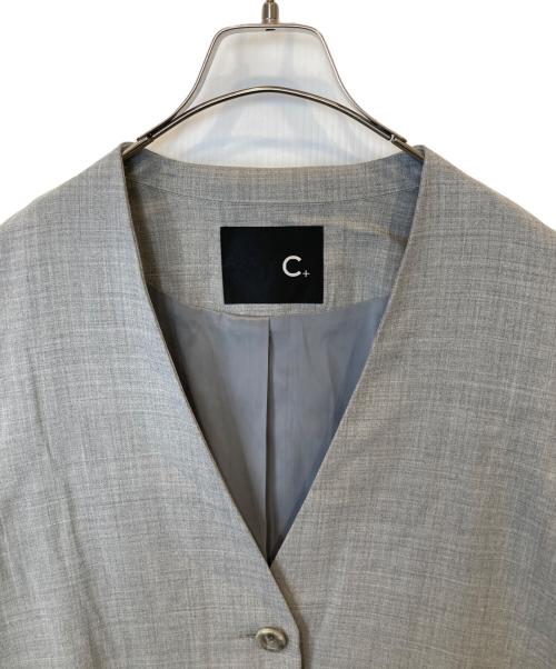 C+（シー）C+ (シー) ノーカラーコート グレー サイズ:FREEの古着・服飾アイテム