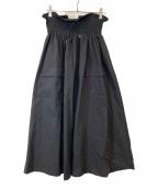 BEARDSLEYビアズリー）の古着「シャーリングギャザースカート　BEZ10A2201A0001」｜ブラック