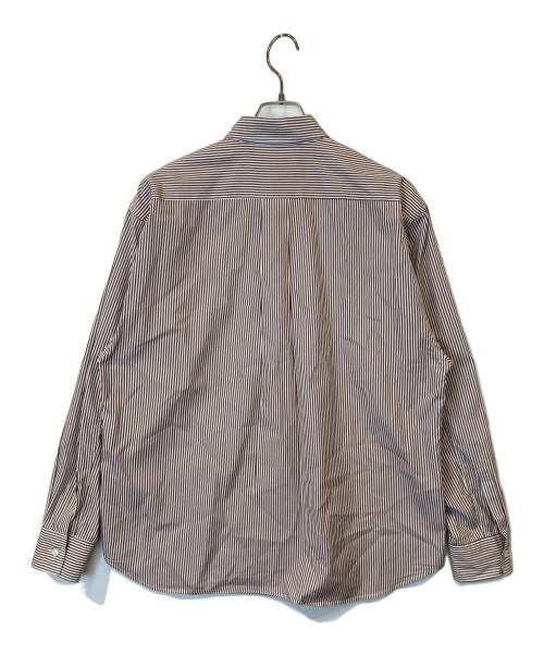 SO SHOP & HOSTEL（ソーショップ＆ホステ）SO SHOP & HOSTEL (ソーショップ＆ホステ) ストライプシャツ ブラウン サイズ:Lの古着・服飾アイテム