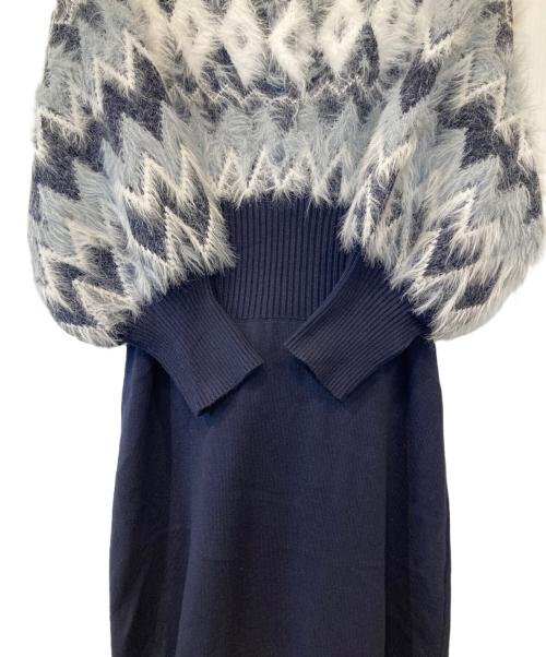 MERCURY DUO（マーキュリーデュオ）MERCURY DUO (マーキュリーデュオ) ノルディックジャカードドッキングニットワンピース　002460302101 ネイビー サイズ:Sの古着・服飾アイテム