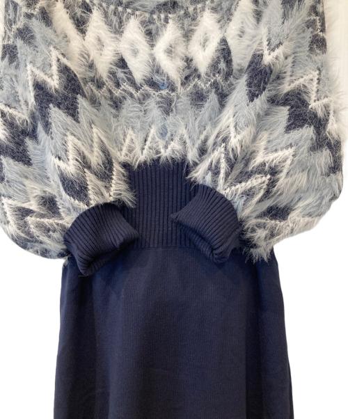 MERCURY DUO（マーキュリーデュオ）MERCURY DUO (マーキュリーデュオ) ノルディックジャカードドッキングニットワンピース　002460302101 ネイビー サイズ:Sの古着・服飾アイテム