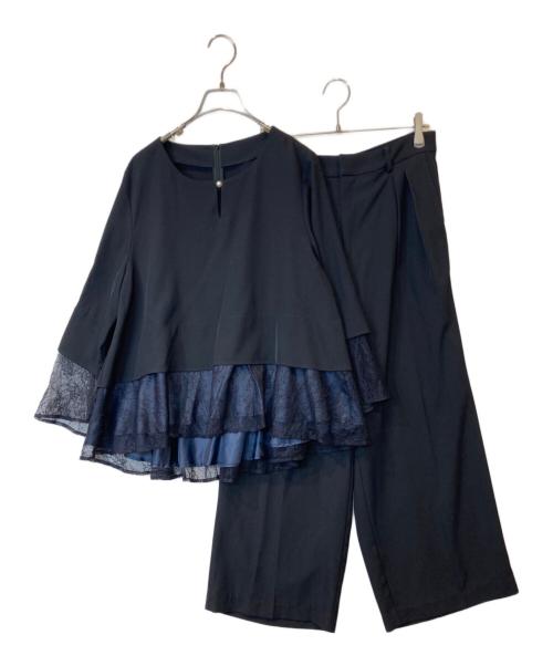 RUIRUE BOUTIQUE（ルイルエブティック）RUIRUE BOUTIQUE (ルイルエブティック) セットアップブラウス　PA1081 ネイビー サイズ:3Lの古着・服飾アイテム