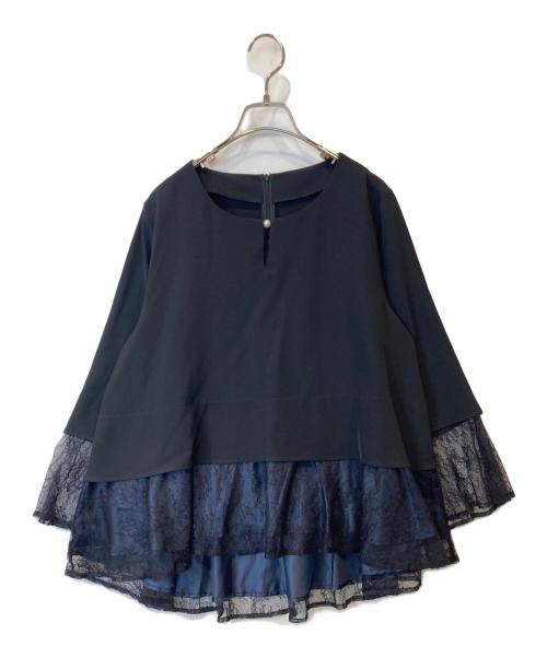 RUIRUE BOUTIQUE（ルイルエブティック）RUIRUE BOUTIQUE (ルイルエブティック) セットアップブラウス　PA1081 ネイビー サイズ:3Lの古着・服飾アイテム