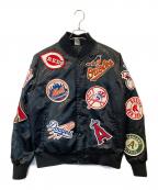 Majesticマジェスティック）の古着「MLB ロゴワッペン 中綿スタジャン　MM23-ML-8F38」｜ブラック