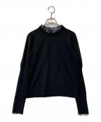 BLUE LABEL CRESTBRIDGEブルーレーベルクレストブリッジ）の古着「襟チェック切替ニット　55N25-465-09」｜ブラック